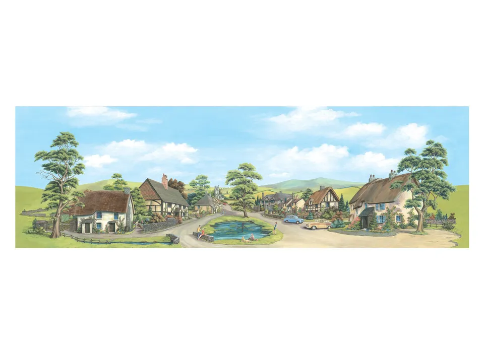 peco-sk35-hintergrundkulisse-dorf-mit-teich-oo-ho image 1