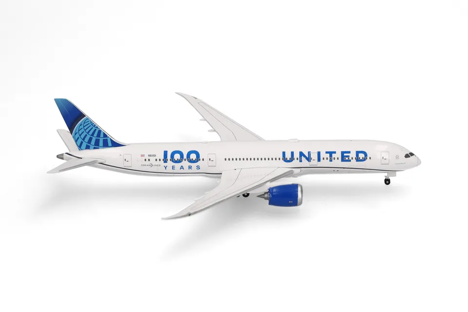 herpa-wings-boeing-787-9-dreamliner-flugzeugmodell-1-500-united image 1