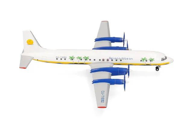 herpa-wings-aero-caribbean-il-18-modellflugzeug-1-200-metall-mit-standfu image 1