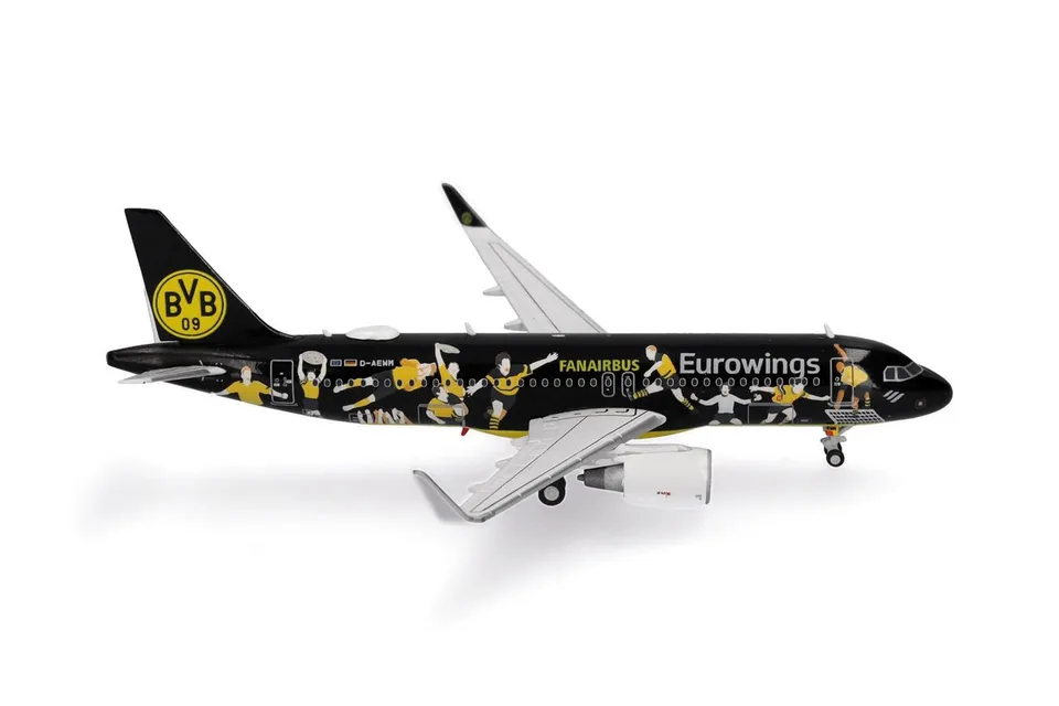 herpa-wings-a320-flugzeugmodell-eurowings-bvb-fanairbus-1-400-metall image 1