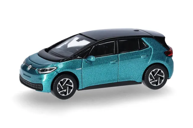 herpa-vw-id-3-makena-t-rkis-modellauto-1-87-dach-schwarz image 1