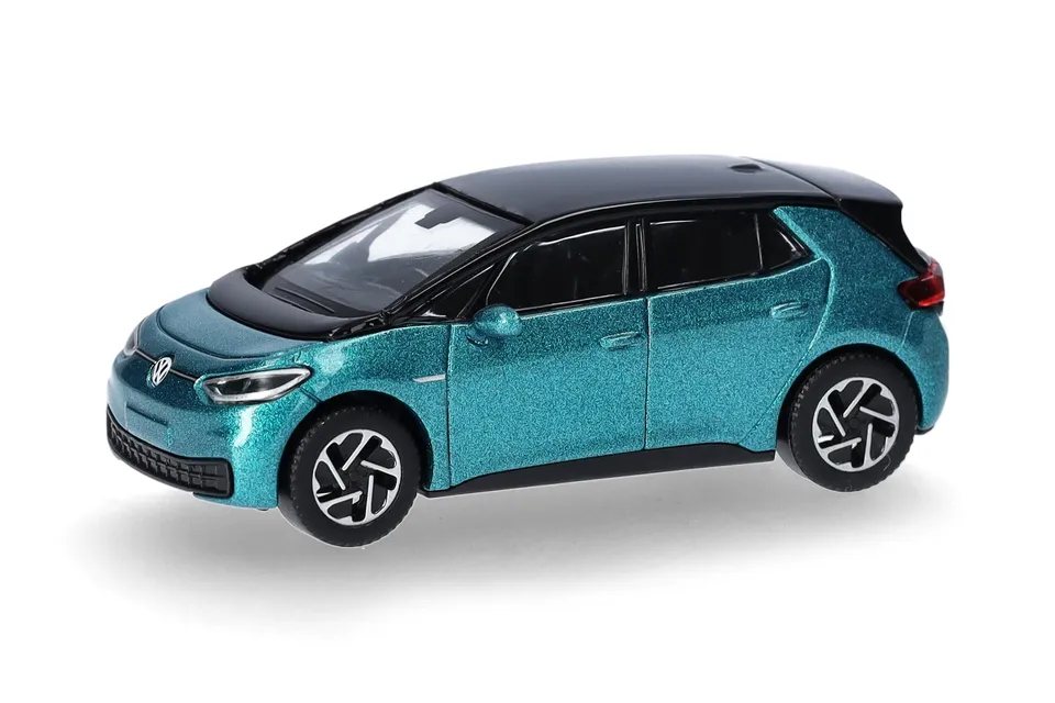 herpa-vw-id-3-makena-t-rkis-modellauto-1-87-dach-schwarz image 1