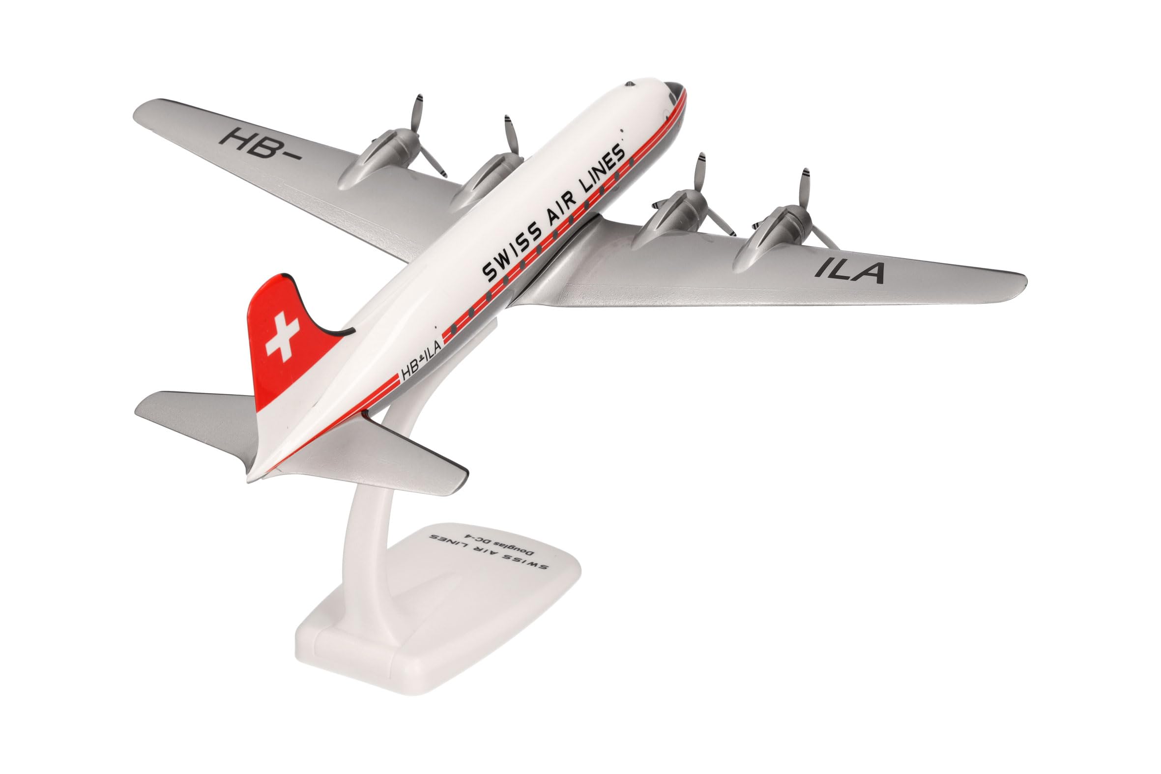 herpa-snapfit-swissair-douglas-dc-4-flugzeugmodell-1-125-mit-standfu image 3