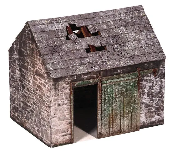 scale-model-scenery-kx057-scheune-oo-bausatz-verfallen-pristin image 1