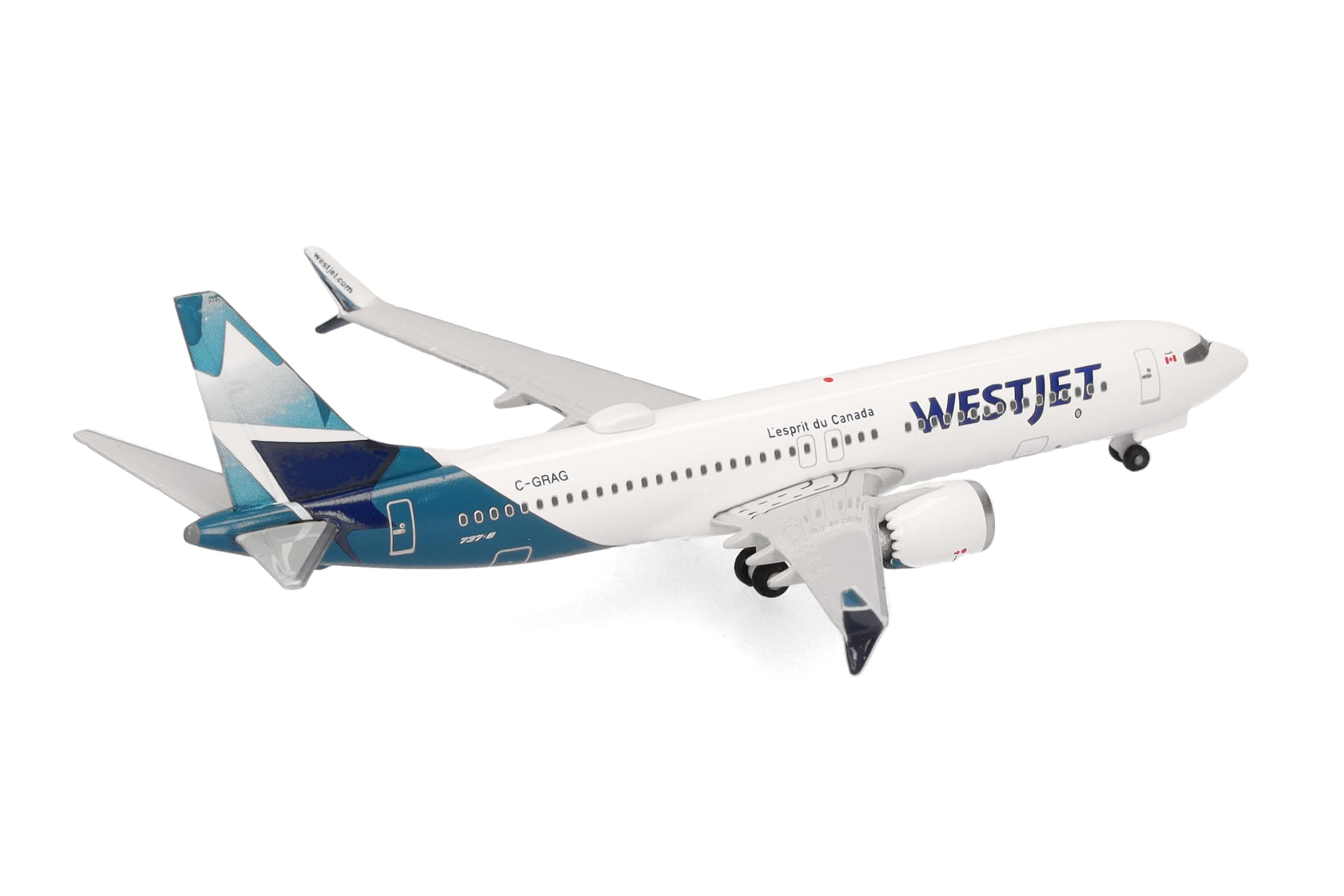 herpa-westjet-boeing-737-max-8-flugzeugmodell-1-500-metall image 3