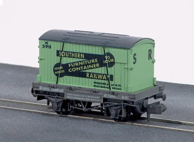 peco-nr23-conflat-containerwagen-lner-spur-n-m-beltransport image 1