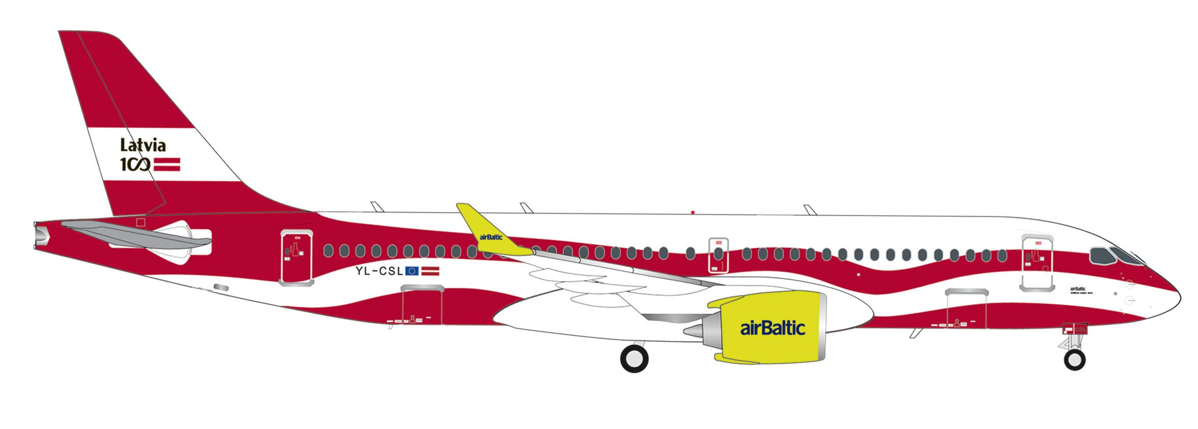 herpa-wings-airbus-a220-300-airbaltic-latvia-100-modell-1-200 image 1