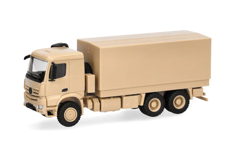 herpa-mercedes-arocs-6x6-pritsche-plane-1-87-sandbeige image 1