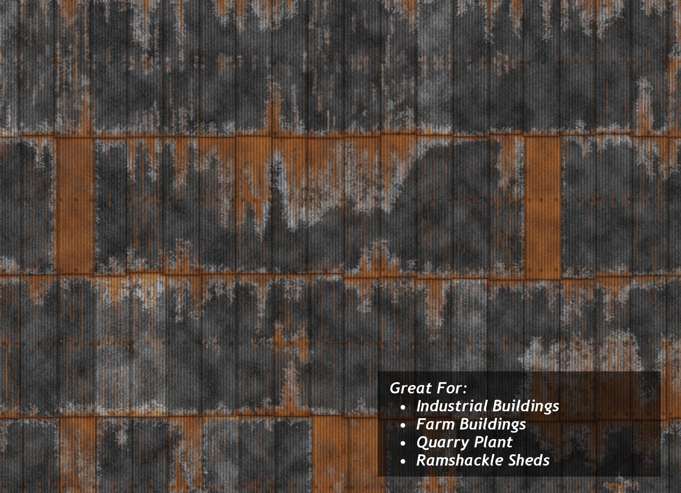 peco-scale-model-scenery-tx104-wellblech-papier-rostig-schwarz-5x-a4 image 1
