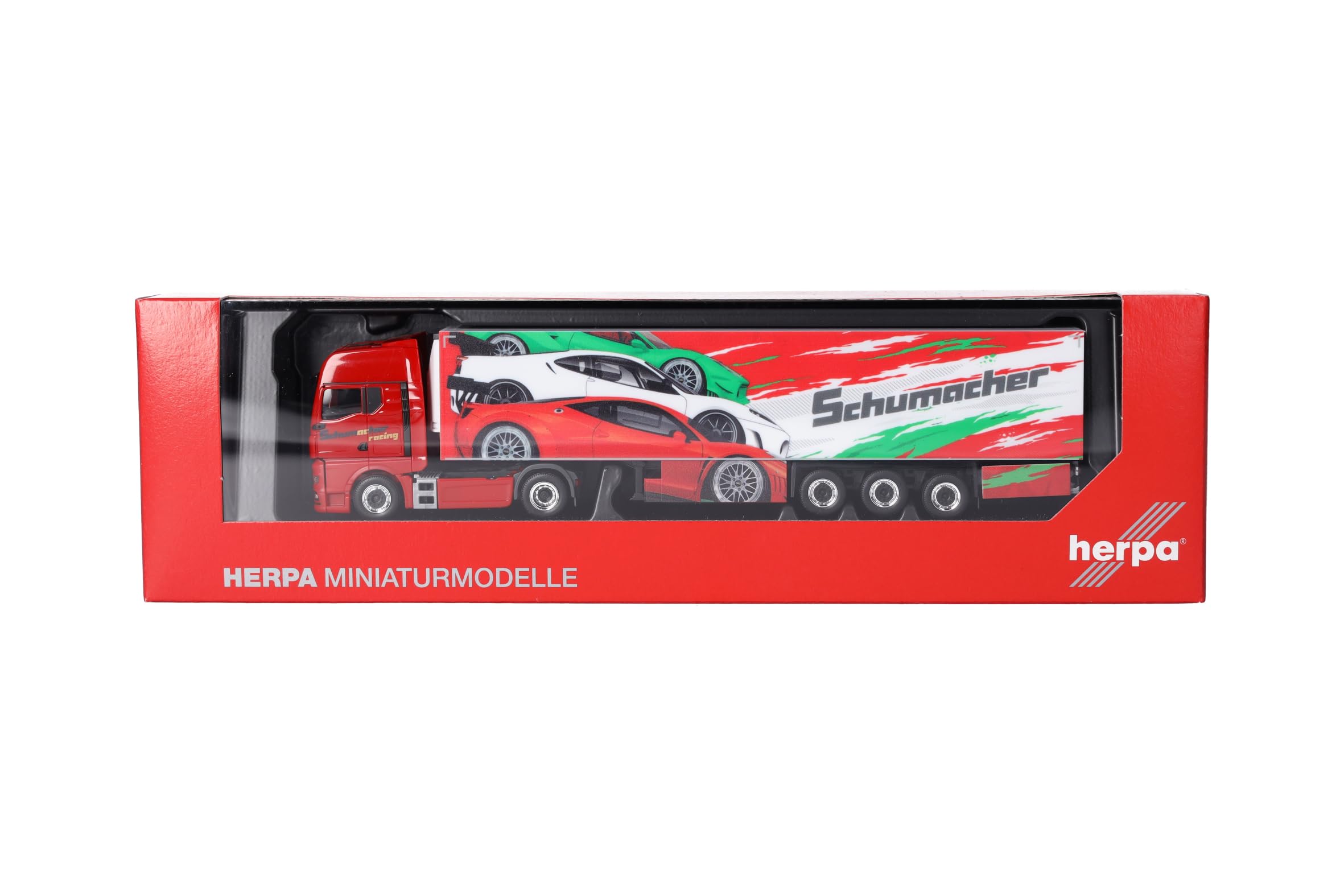 herpa-man-tgx-gx-k-hlkoffer-sattelzug-schumacher-lkw-1-87-rot image 5