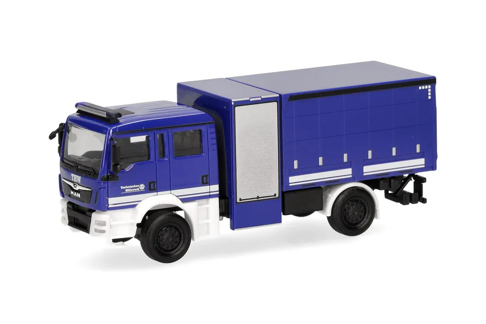 herpa-man-tgm-mehrzweckger-tewagen-plane-thw-lkw-modell-1-87 image 1