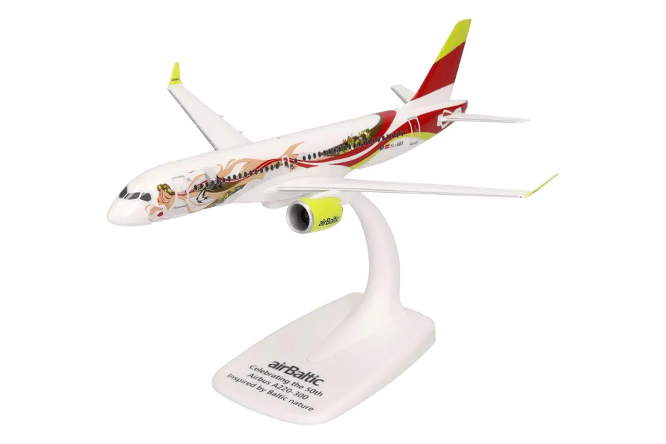 herpa-snapfit-airbaltic-a220-300-flugzeugmodell-1-200-yl-abx image 1